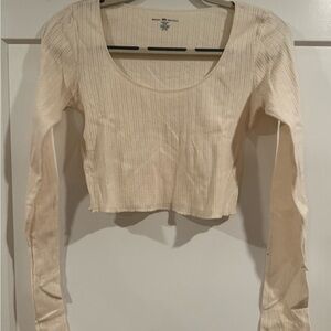 Brandy Melville Cream Ribbed Crop Top